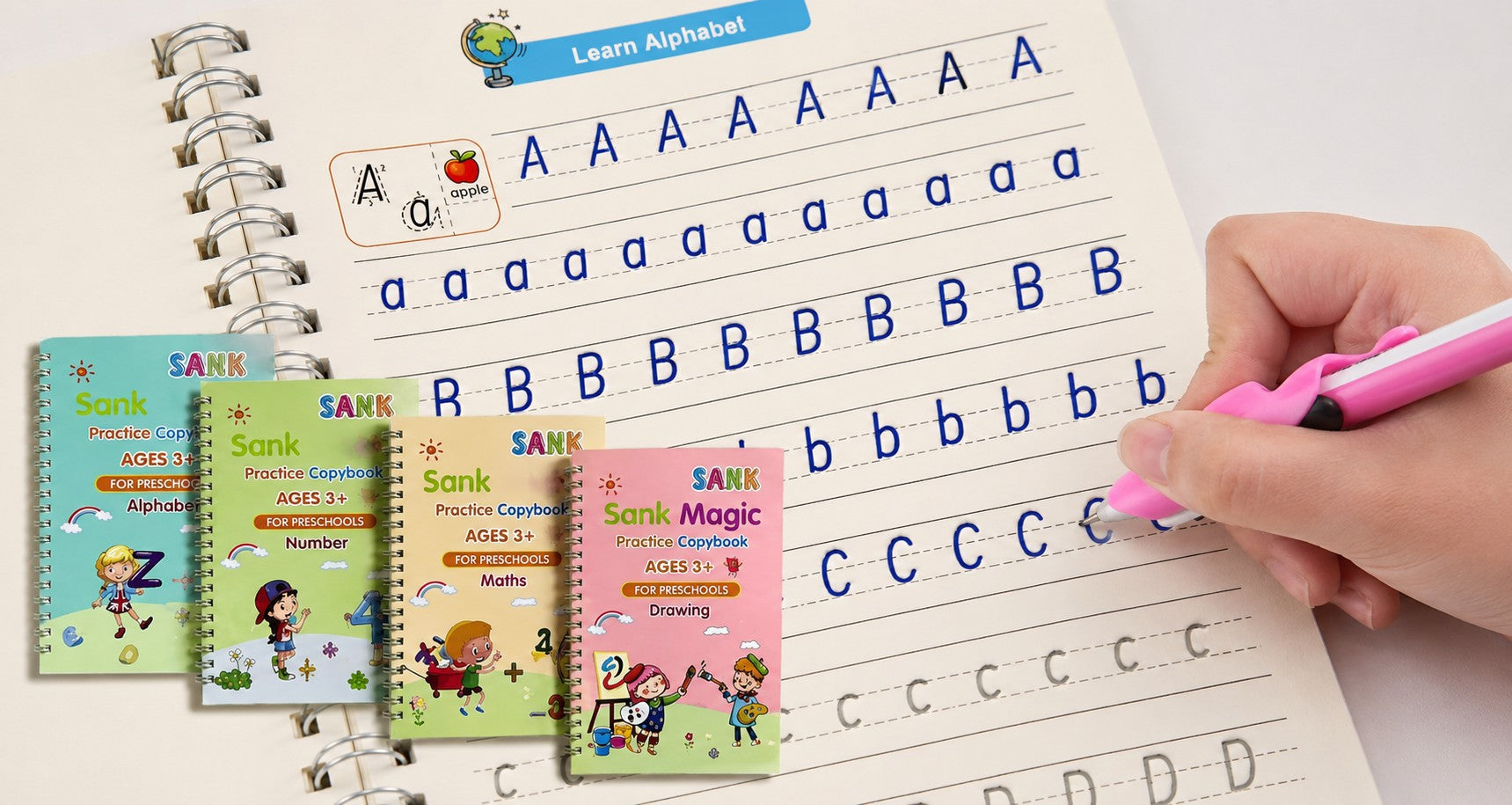 Sank Magic Practice Copybook – Reusable Handwriting & Alphabet Set for Kids